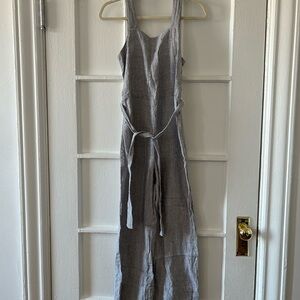 Everlane The Linen Jumpsuit with Tie Waist — Blue Stripe, Size 00